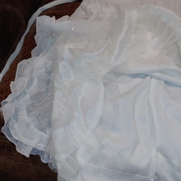 NWOT White Chiffon Pink Detail Sleeveless Dress - Picture 7 of 8